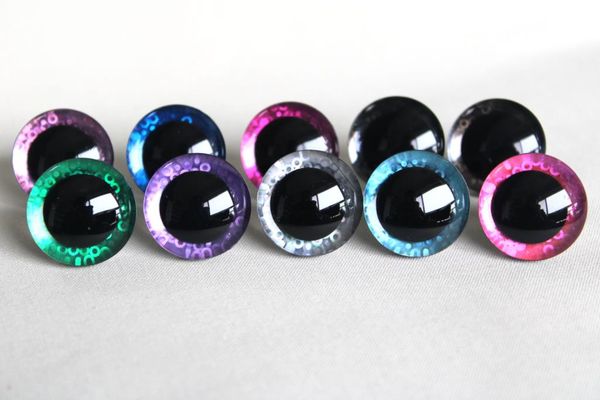 20pcs 9MM to 35mm craft New Lovely glitter toy safety eyes 3D ddoll pupil with washer--color option-Q10