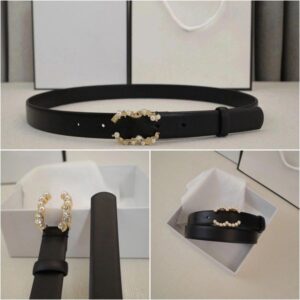 Womens Designer Pearl button Belt Width 2.5cm Square Needle Buckle Narrow Style Classic Ladies Waistband High Quality 90-115cm Length