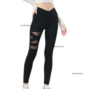 High-Waisted Yoga Pants with Lift-Up Design – Sexy Mesh Fitness Leggings