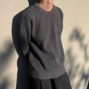 Men's Sweaters Designer Knitted sweater with round neck pullover and loose fit men's and women's original four corner seam sweater