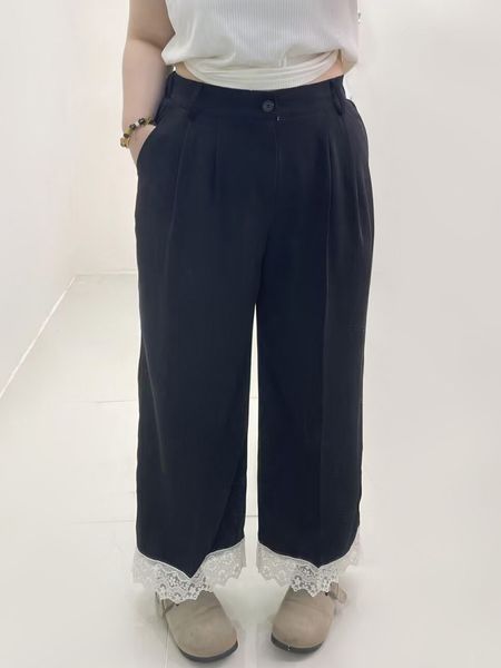 Plus size, slimming pants with pear shaped figure for spring and summer, high waist and drooping lace trousers 3485