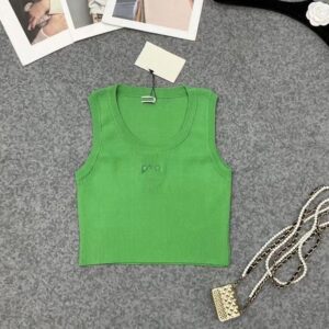 Designer tshirt clothes women Embroidery Tank Tops women Summer Short Slim Navel exposed outfit Elastic Sports Knitted Tanks S-L
