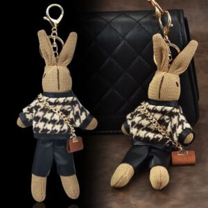 Rabbit figurine – Wish-fulfilling rabbit – Little rabbit book bag – Bag charm – Hanger for mobile phone – Keychain for women's plush toy