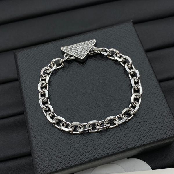 Luxury Designer Set Brand Bracelet Triangle 18K Gold Plated Stainless Steel Couple Letter Choker Chain Womens Men Wedding Jewelry Gift