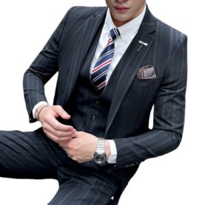 H536 Men's Korean style slim fit striped suit