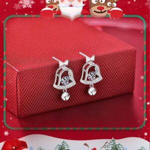 Christmas Bell Moissanite Stud Earrings – 925 Sterling Silver, Hypoallergenic, Festive Gift for Her
