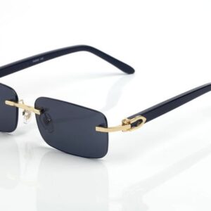 Designer Sunglasses Woman Transparent Polarized Rectangular Buffalo Glasses UV400 Rimless Fashion Sport Gold Metal Tea Color White Wood Frames Brand Eyeglasses