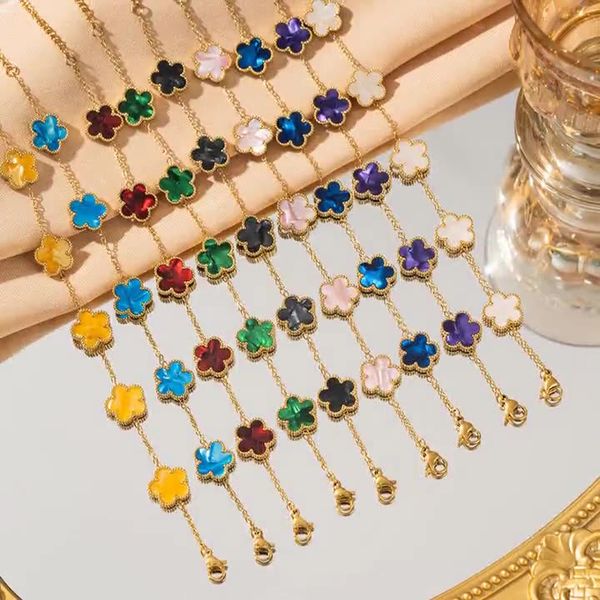 Enchanting Lucky Five-Leaf Clover Charm Gold Bracelet |Designer Bracelet| Premium Alloy | Chic Timeless Design | Elegant for Daily Wear & Party Gifts