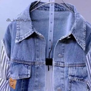 mithworld Fashion Striped Denim Jacket Womens SpringSummer 2024 n Sense Stitching Women Jackets Temperament Coat Top cea