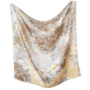 Korean style gentle milk tea color decorative silk square scarf –829340