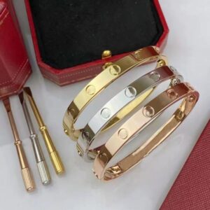 Screwdriver bracelet love bangle fashion unisex cuff bracelets 316L stainless steel 18k gold jewelry for women mens rose gold silver 4CZ party holidy gift