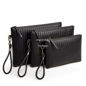 New woven leather clutch bag Men's wallet Soft clutch Large capacity phone bag Business underarm bag