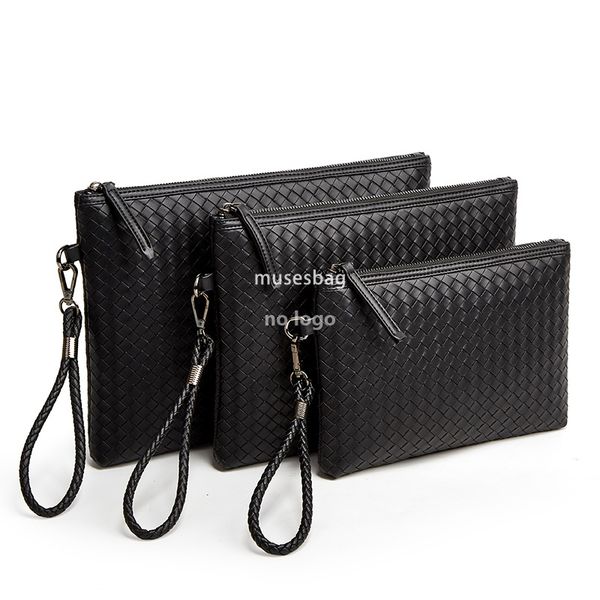 New woven leather clutch bag Men's wallet Soft clutch Large capacity phone bag Business underarm bag