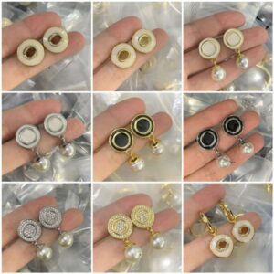 Earrings Luxury Designer Charm Stud Gold Silver Diamond Letter Earring for Women Party Wedding Jewelry