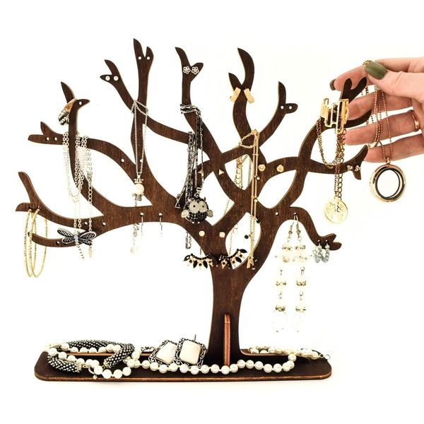 Storage Holders Racks Earring Tree Wooden Creative Branch Shaped Home Desktop Jewelry Display Stand