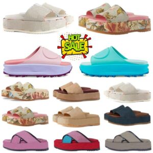 Luxury Designer Womens letter Embroidery style Slippers Sandal Sliders Macaron thick bottom non-slip soft bottom fashion house slipper women wear beach Sandals