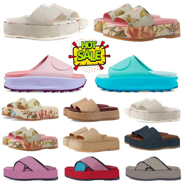 Luxury Designer Womens letter Embroidery style Slippers Sandal Sliders Macaron thick bottom non-slip soft bottom fashion house slipper women wear beach Sandals