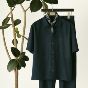 BXS/Men's Casual Short-Sleeve and Long-Pants Leisure Suit/Smart Short-Sleeve & Long – Pants Set/Business-to-Leisure Lyocell Trousers Suit/Luxury designer