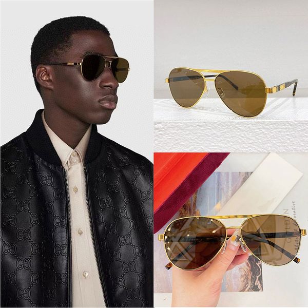 Vintage brand designer sunglasses 1163 Mens square sunglasses gold metal mirrors casual sunglasses UV400 protection luxurious Mens eyeglass