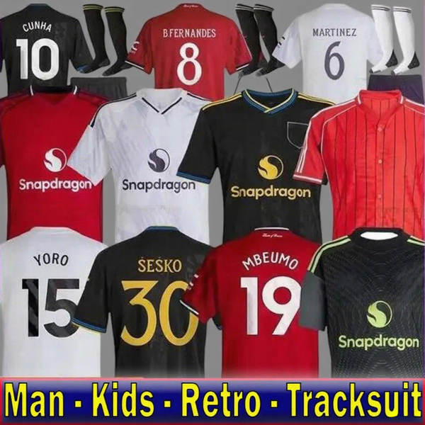ManUnited 25 26 soccer jerseys Sesko CUNHA MBEUMO HOJLUND Antony Casemiro Retro 2025 UTD football shirt tracksuits MARTIAL B. FERNANDES men kids kit Unted jerseys