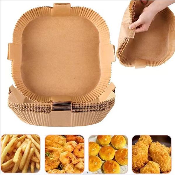 Double-sided Silicone Coating On Raw Wood Pulp Air Fryer Mat Disposable Liner Microwave Oven Baking Oil Paper Wholesale
