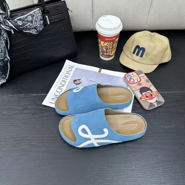 Designer Sandals New Low Heel Slippers Women's Beach Shoes Outdoor Slippers Fashion Luxury Yellow Blue Size 35-40