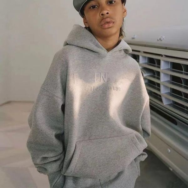 Designer Kids Hoodies Winter Boys Girls Warm Sweatshirts Velvet Loose Hoodie Fashion Letters Children Tops Baby Clothing 100-150