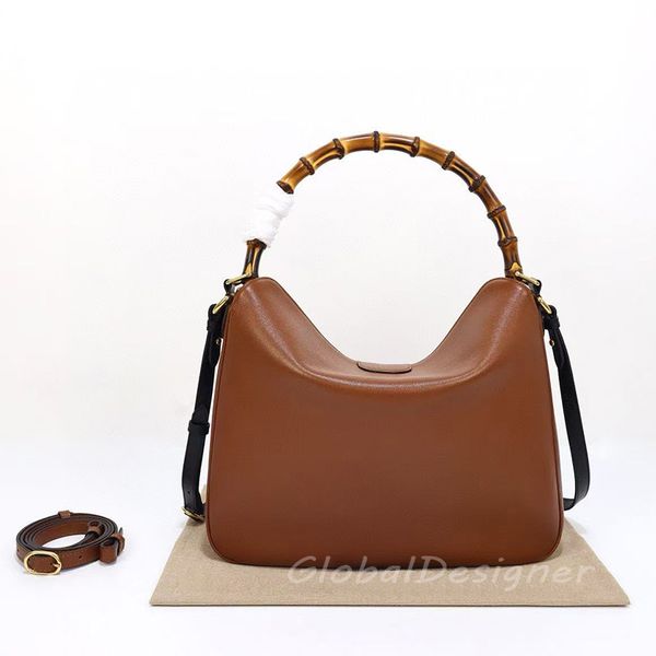 mirror quality crossbody bag double letters designer diana bamboo top handle bag women shoulder bags leather strap magnetic closure genuine leather black purse 9A