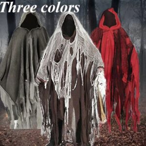 Halloween Ghost Dementor Role Playing Costume Gothic Horror Zombie Tattoo Hooded Death Party Prop Cloak 240824