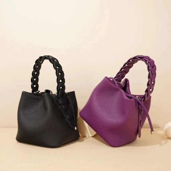 Designer Bags 2025 New Head Layer Cowhide Bucket Bag Leather Commuter Ride Single Shoulder Crossbody Handbag Luxury Bag