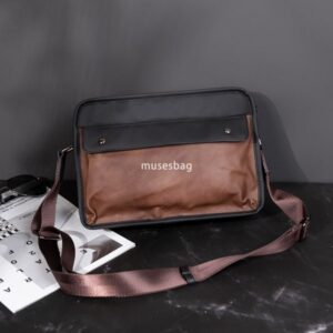Men's bag, crazy horse leather shoulder crossbody bag postal bag casual retro trendy brand Korean version small backpack fashionable and trendy new item