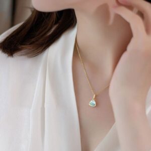 18K Gold Plated Light Blue Aquamarine Necklaces Single And Multi Pendant Styles Simple Jewelry Women Or Girlfriend Gifts Bijoux