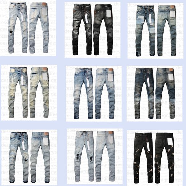 Mens Trousers Purples jeans for mens Denim Designer Jeans Men Black Pants High-end Quality Straight Retro Ripped Biker Jean Slim Fit Motorcycle Clothing sss
