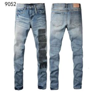 Men's Jeans Purples American High Street Ink Old Ripped Straight Brands Pants
