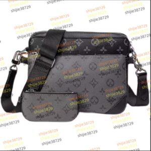 7A 2025 Men Leather TRIO Messenger Bags Luxury Shoulder belt Make up Bag Designer Handbag Tote Man's bags M44612