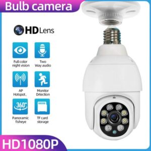 CCTV Video Light Bulb Wifi PTZ IP Surveillance Cameras Remote HD 360° Viewing Security Camera E27 Interface 1080P Wireless 360 Rotate Auto Tracking Panoramic
