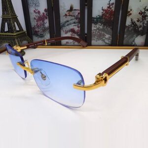 Luxury Mens Sunglasses Designer Womens Rimless Polaroid Lens Goggle senior Eyewear Glasses For Women Eyeglasses Frame Vintage Metal Wooden Sunglass With Box