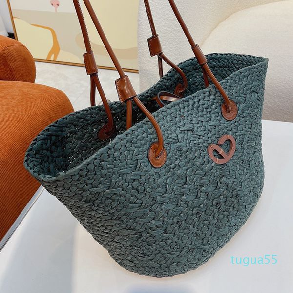 2025--10A Straw Bag Shoulder Bags Handbags Plain Knitting Crochet Embroidery Open Casual Tote Interior Compartment Two Thin Straps Leather Floral
