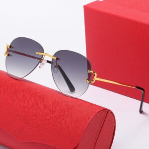Mens Designer Sunglasses Women Goggle Oversized Pilot Sunglasses Eyeglass Big Gold Silver Metal Frameless Brand Polarized Eyeglasses Sunglass Luxury Glasses