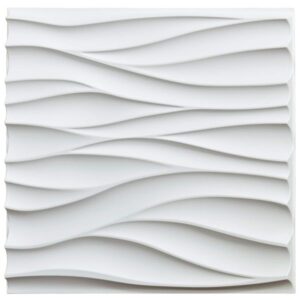 Art3d 50x50cm 3D Wall Panels PVC Matt White Wavy Soundproof for Living Room Bedroom Office (Pack of 12 Tiles)