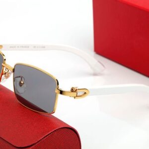 Designer Sunglasses Mens Buffalo Horn Sunglasses for Women Polarize Black Lens White Wooden Square Driving Sunglass Full Frame Eyeglass Luxury Brand Eyeglasses