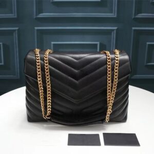 Real Authentic Quality Designer LOULOU Bag Large Shoulder chains crossbody clutch bags purses Genuine Calfskin Leather Grosgrain Lining Message handbags wallet
