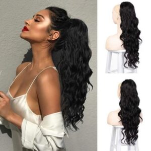 Women European and American Ponytail Elastic Net Large Wave Ponytails Fashion Large Curl Hair Synthetic Multicolor Fiber Horsetail hairs