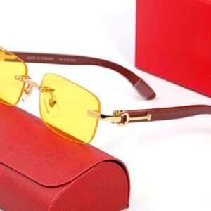 Luxurious Polarized Designer Sunglasses Womens Mens C Decoration Frameless Sunglass Yellow Lenses UV400 Buffalo Horn men glasses outdoors Traveling Eyeglasses