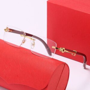 Eyewear Glasses Designer Sunglasses Women Mens Summer Cat eye style Gradient lens UV 400 Protection for Women Vintage wood square Plank Frame brand eyeglasses