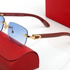 Mens Sunglasses Designer Women Eyeglasses Rectangle Square Frameless Rimless Google Sunglass Alloy Wooden Frames Womens Trendy Blue Lens Polarize Sport Eyeglass