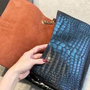 2022 Reversible Suede & Plain Leather Chains Shoulder Bags Double Face Baguette Updated Designer Kate Handbags Black+Brick Gold Hardware Flap Fashion Wallets Purse