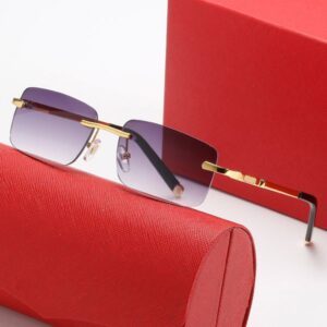 Fashion carti luxury Cool sunglasses Designer designer for women mens glasse womens New square Metal temple material business casual Spring hinge Small