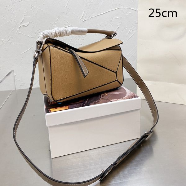 Luxury Women Puzzle Geometric Shoulder Bags Designers Handbags Cross Body Fashion Contrast Color Patchwork Purses with Letters Top 25cm
