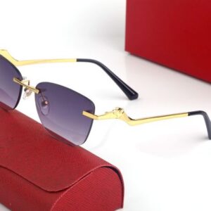 Luxury Brand Designer Sunglasses Women Retro Irregular Bend Gold Metal Frameless Oversized Eyeglasses Eyeglass 55mm Sunglass Cat Eye Glasses Mens Oculos De sol